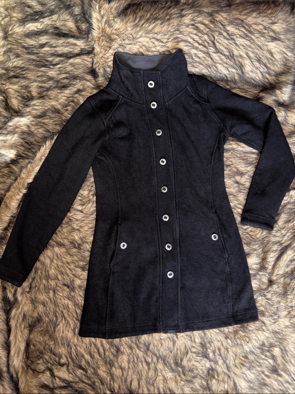 Kuhl Women's Black Knit Alfpaca Fleece Savina Sweater Jacket Size Small